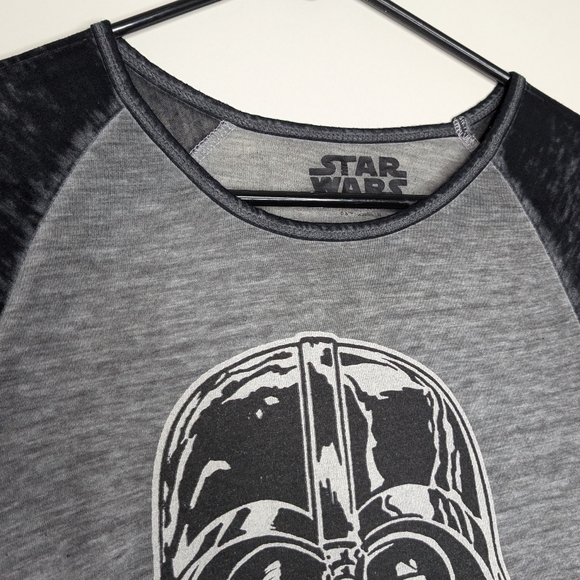 Star Wars Darth Vader Christmas Scarf 3/4 Sleeve Gray Sheer Tee Shirt Size Small - Picture 7 of 16